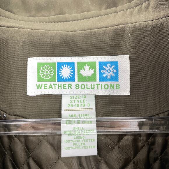 WEATHER SOLUTIONS Women's Sz 1X Green Snap Closure Insulated Winter Jacket - Picture 3 of 5